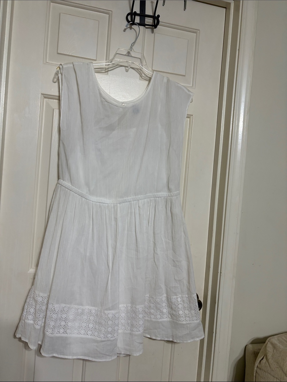 Old Navy White Sleeveless Eyelet Hem Mini Dress